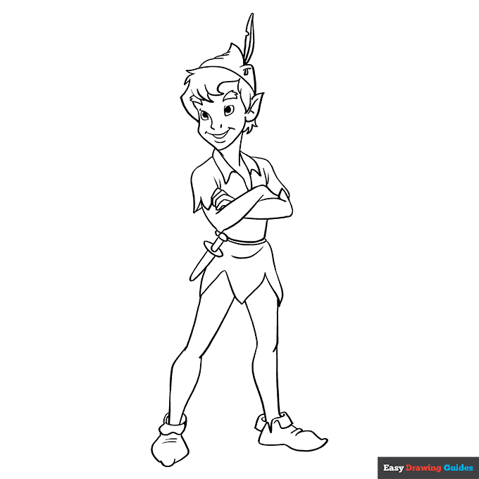 Peter pan coloring page easy drawing guides