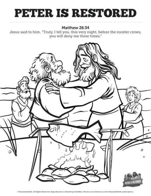 John peter is restored sunday school coloring pages â