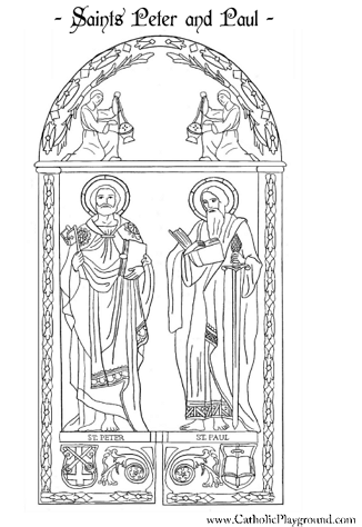 Saints peter and paul coloring page june th â catholic playground