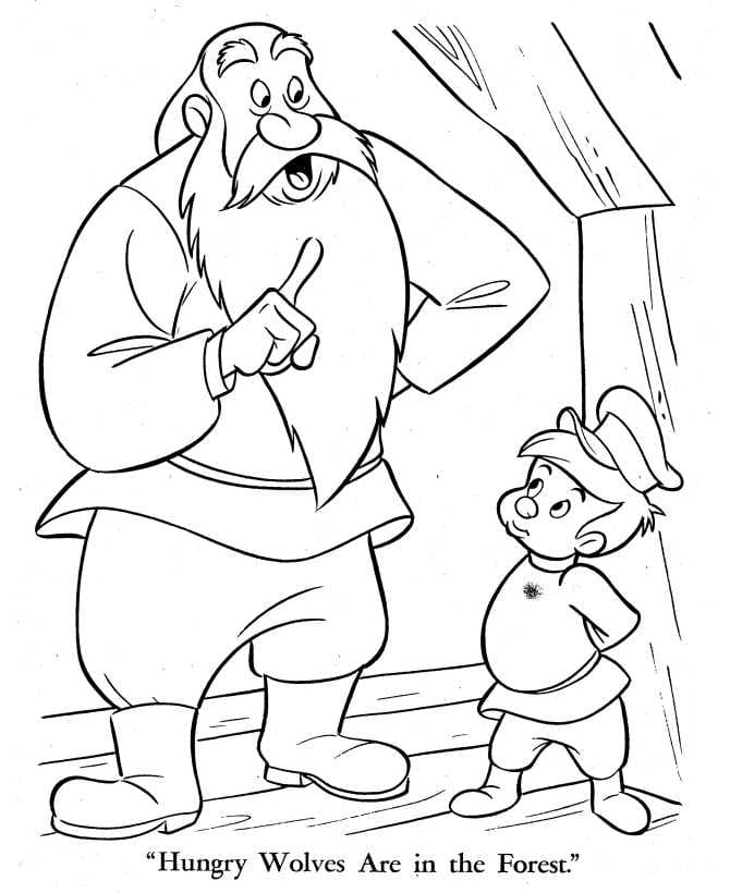 Peter and grandfather bassoon coloring page
