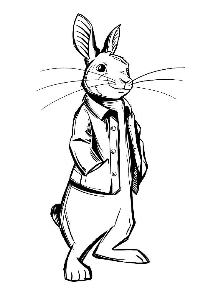 Peter rabbit in a jacket coloring page