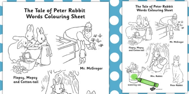 Peter rabbit colouring pages resource