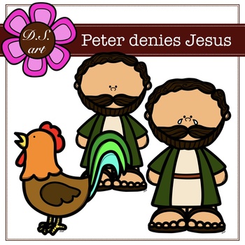 Peter denies jesus digital clipart color and blackwhite by dsart