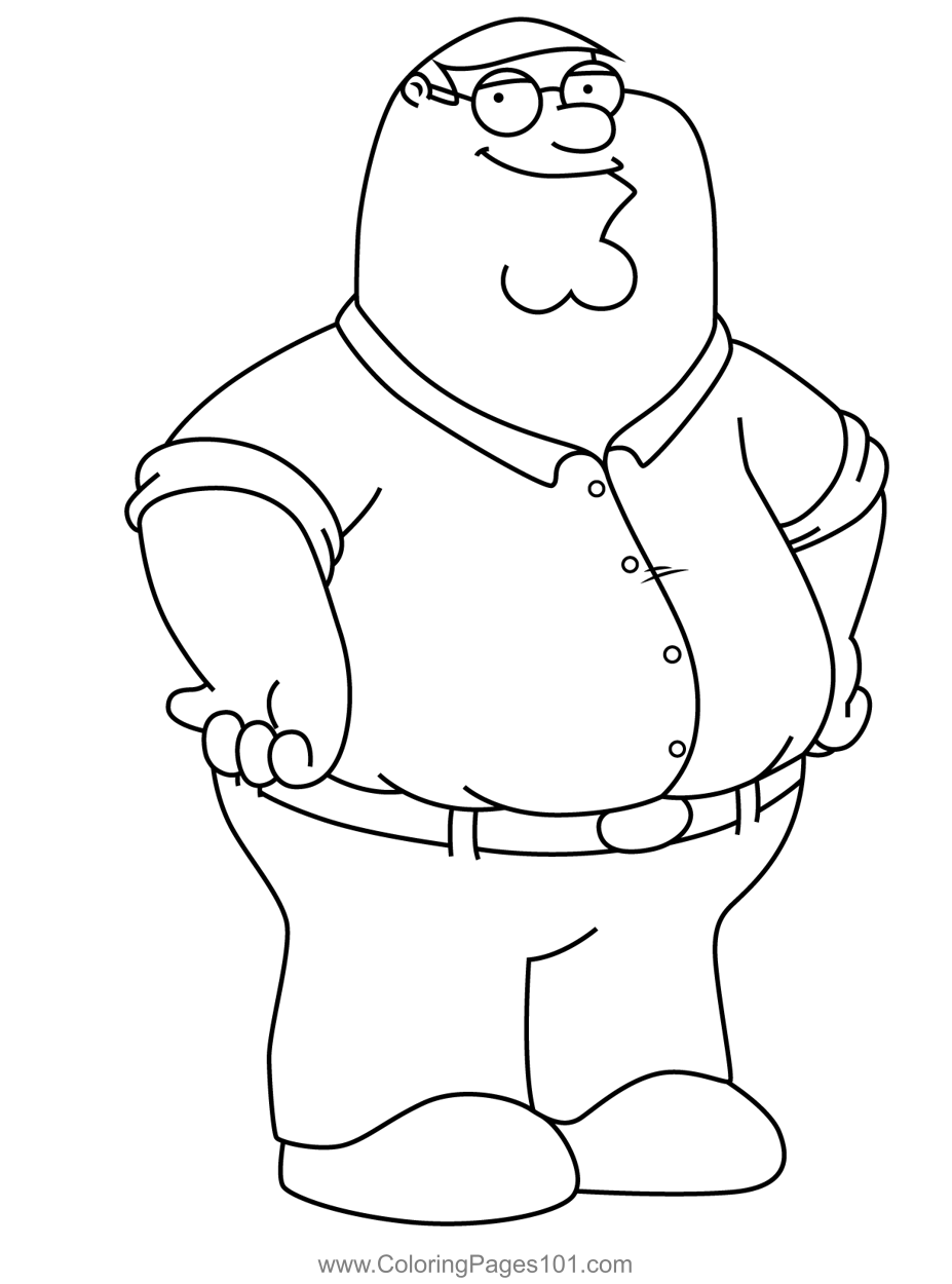 Peter griffin family guy coloring page for kids