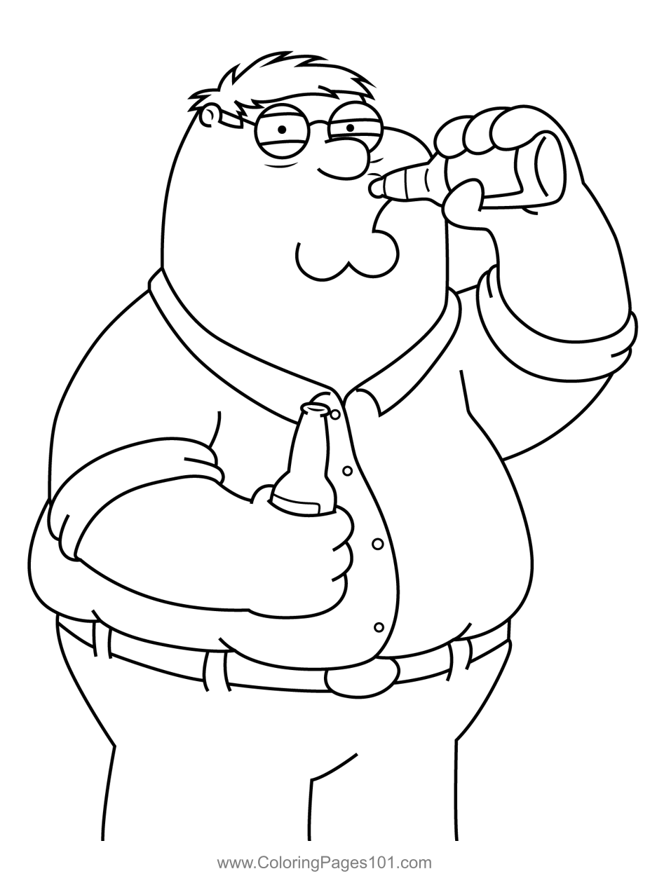 Peter griffin drinking family guy coloring page for kids