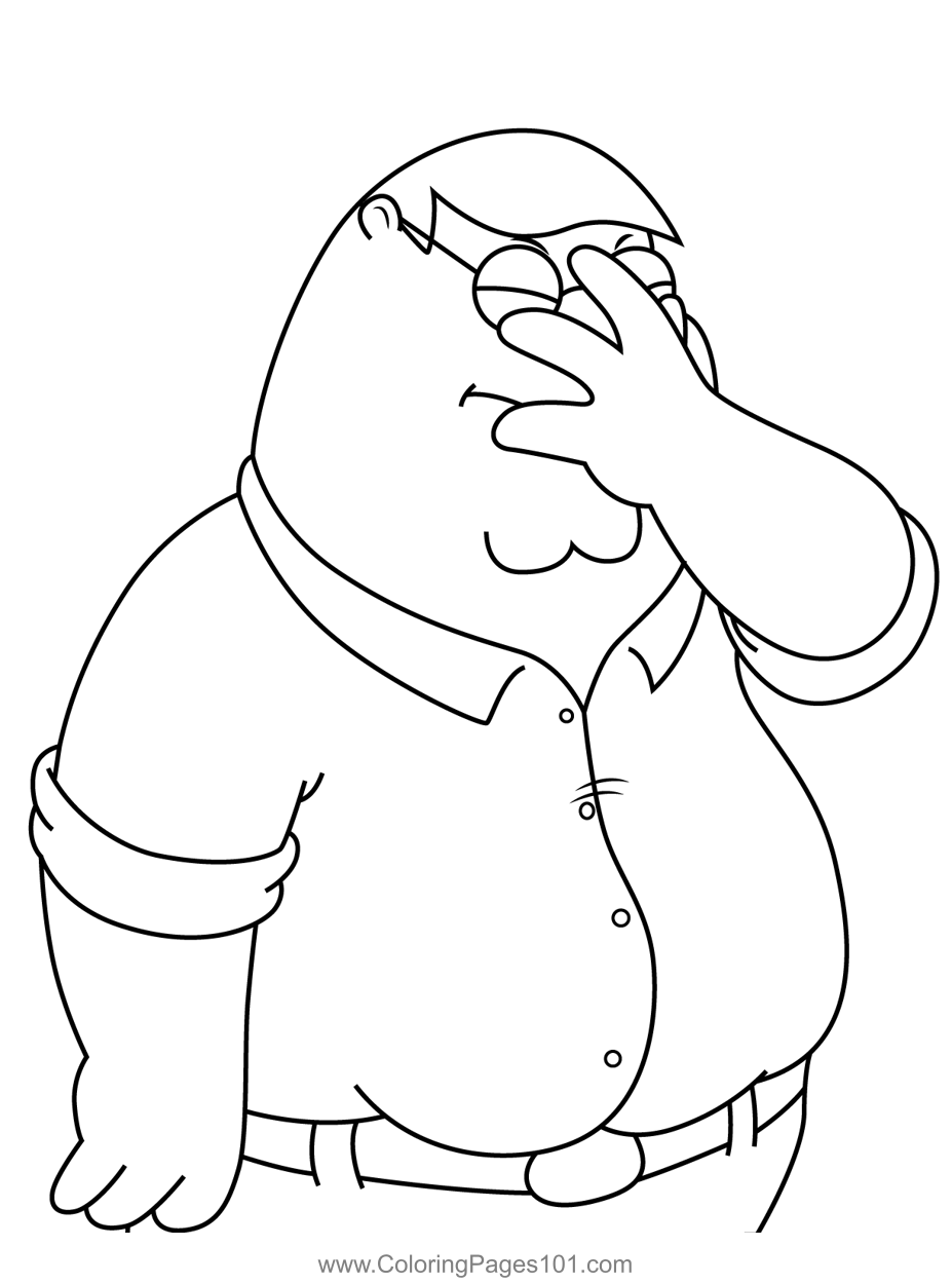 Peter griffin facepalming family guy coloring page for kids