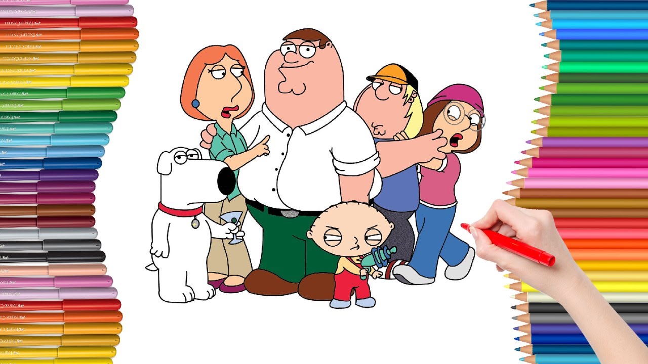 How to color peter griffin lois chris meg stewie and brian family guy coloring page