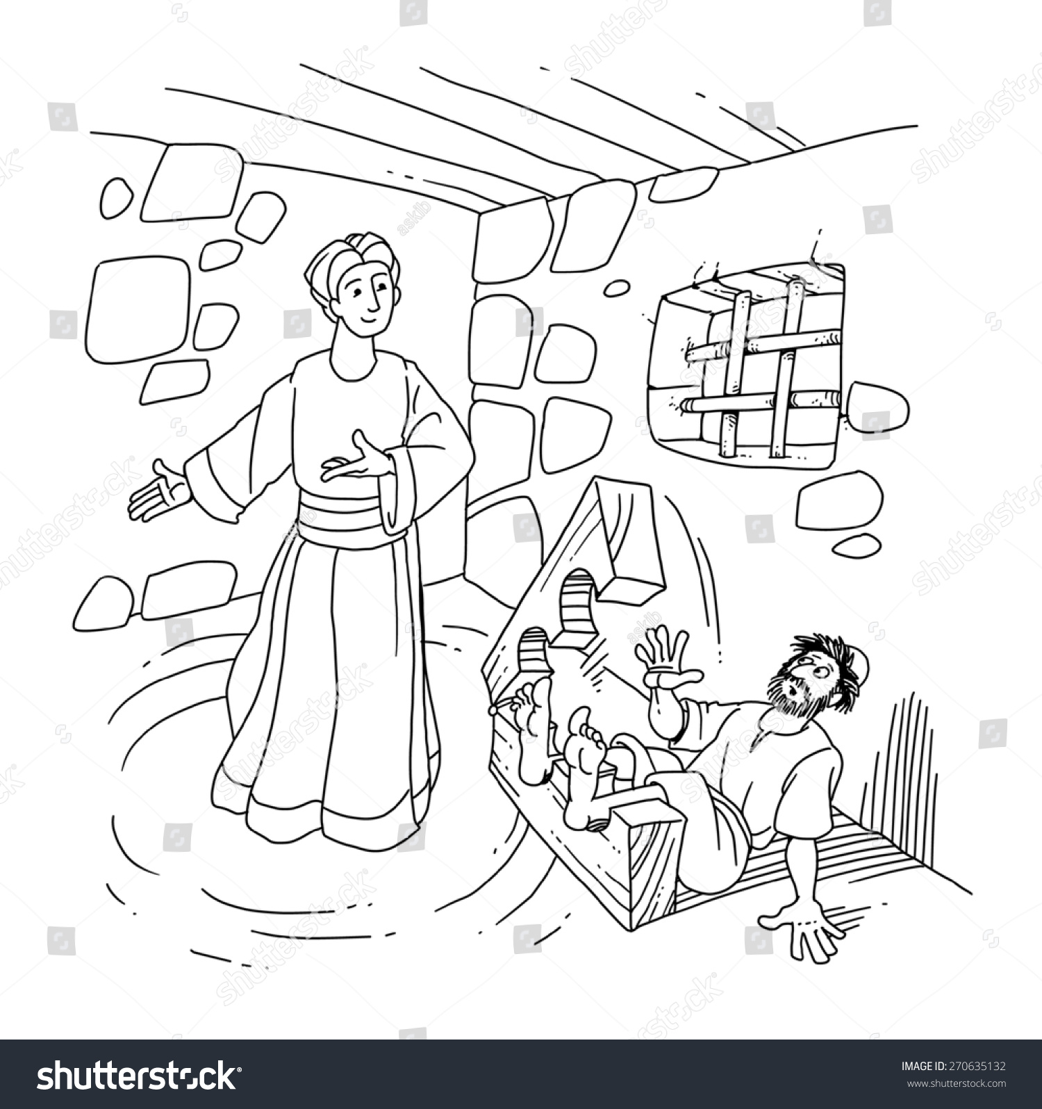 Angel frees disciples christ prison stock illustration