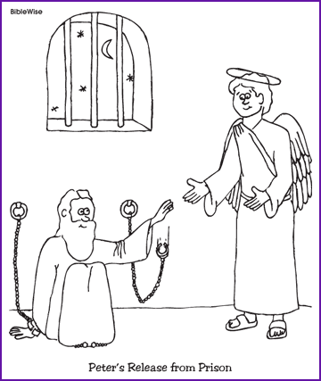 Peter freed from prison coloring page