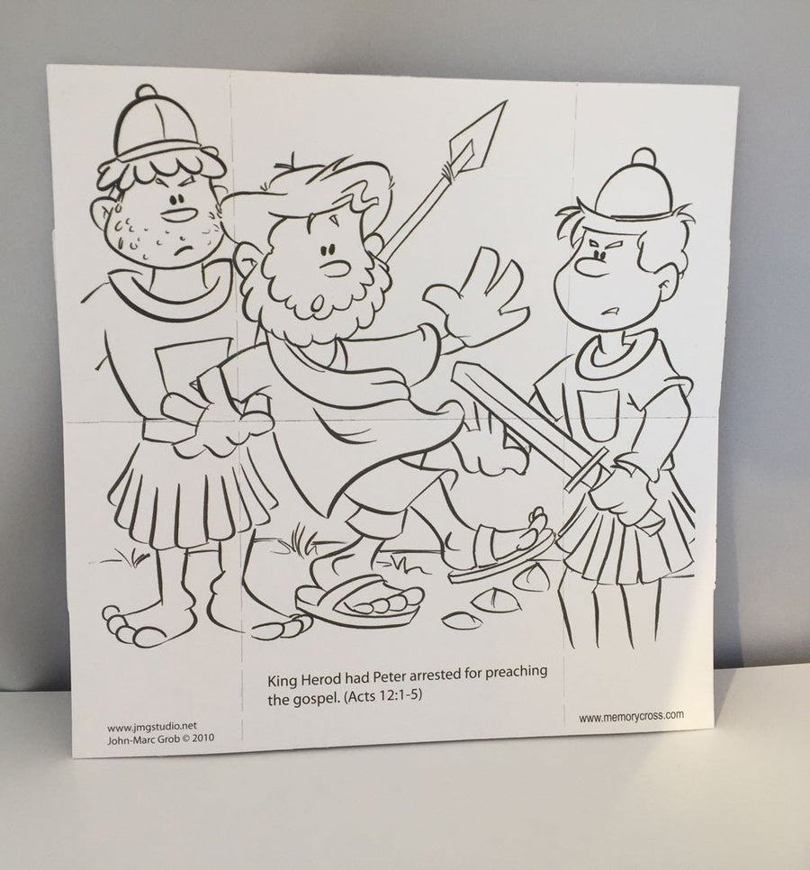 God frees peter from jail bible story coloring card by memory cross â