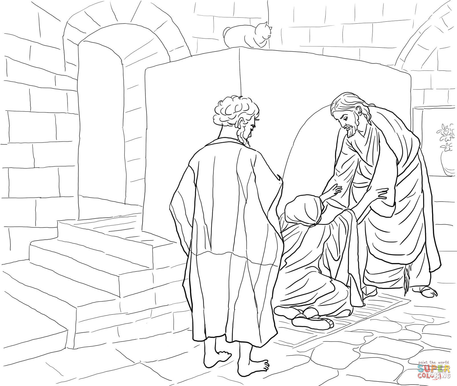 Jesus healing peters mother in law coloring page free printable coloring pages