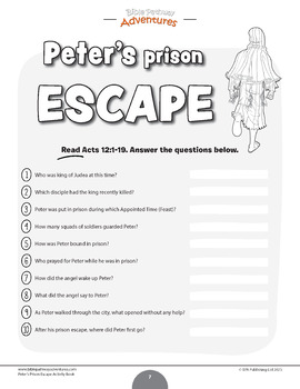 Bible miracles peters prison escape activity book tpt