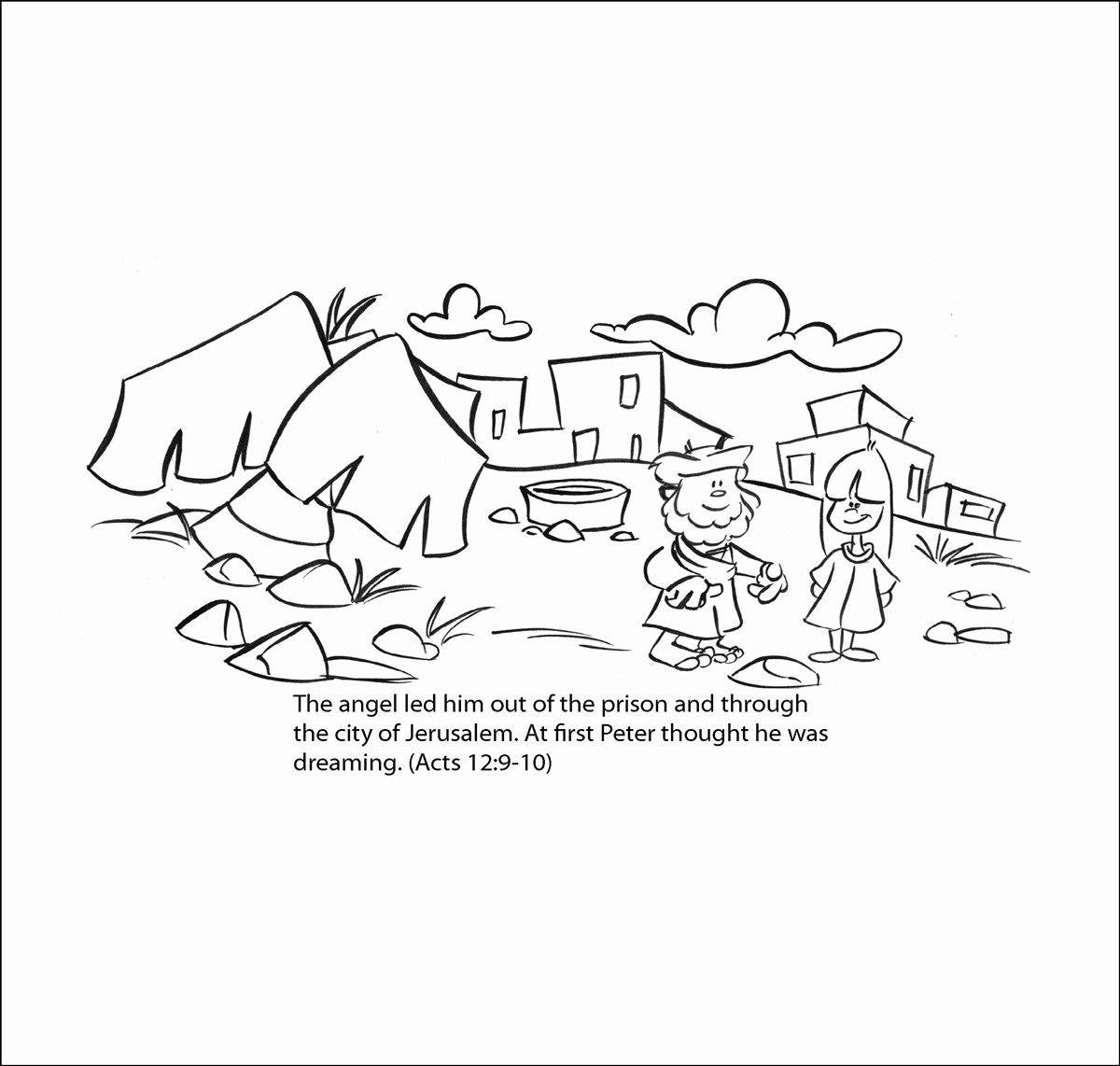 God frees peter from jail bible story coloring card by memory cross â