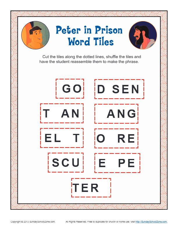 Peter in prison bible word tiles activity