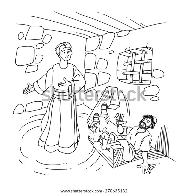 Angel frees disciples christ prison stock illustration