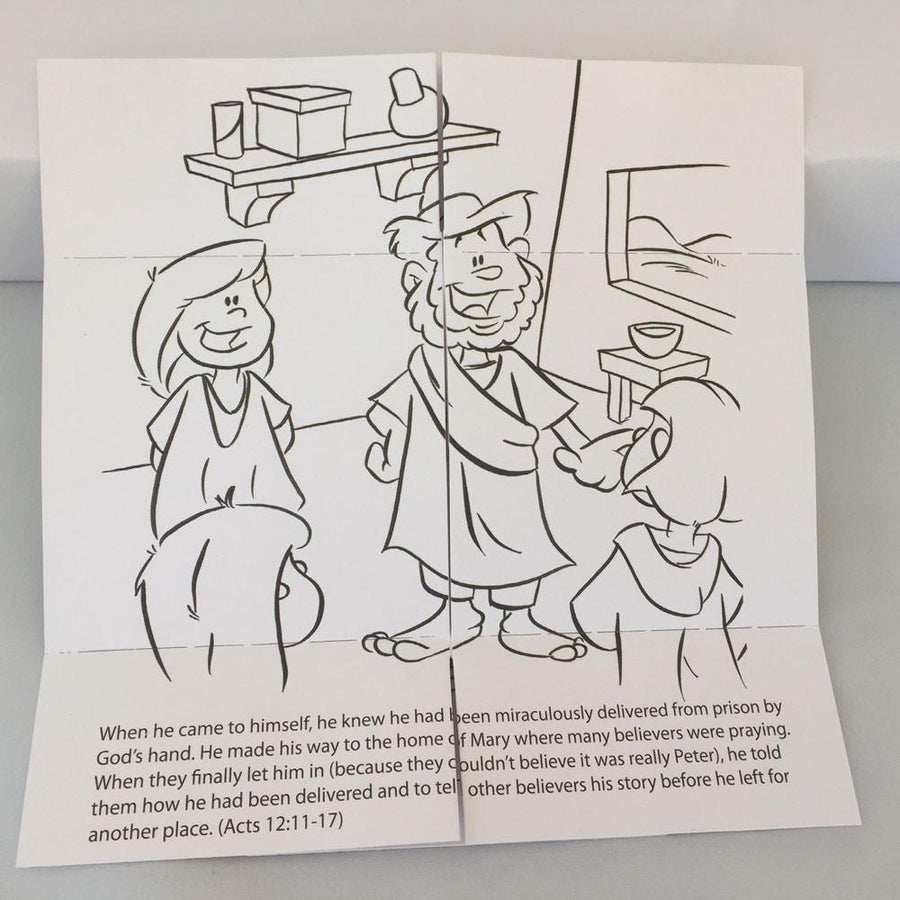 God frees peter from jail bible story coloring card by memory cross â