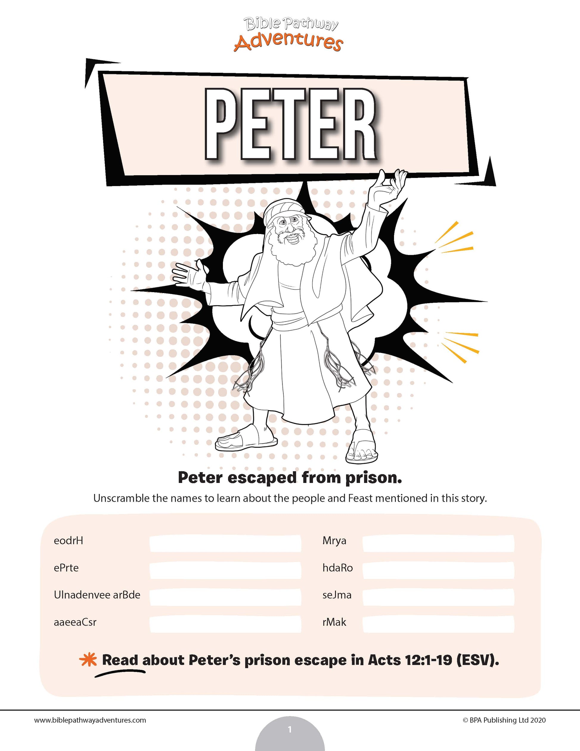 Peter word scramble pdf â bible pathway adventures