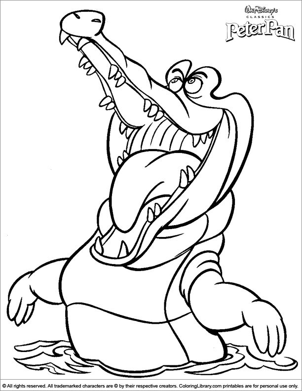 Peter pan crocodile coloring page peter pan coloring pages peter pan crocodile disney princess coloring pages