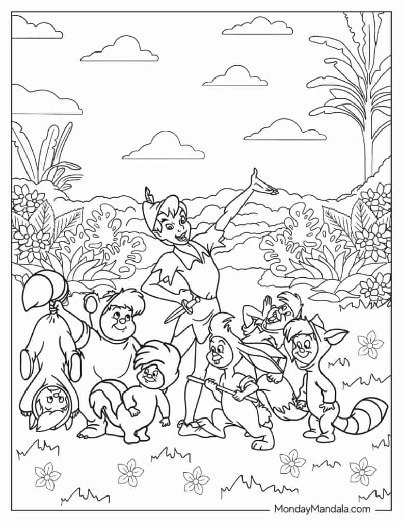 Peter pan coloring pages free pdf printables