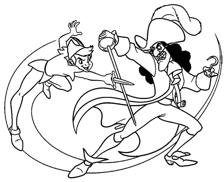 Peter pan and captain hook coloring pages