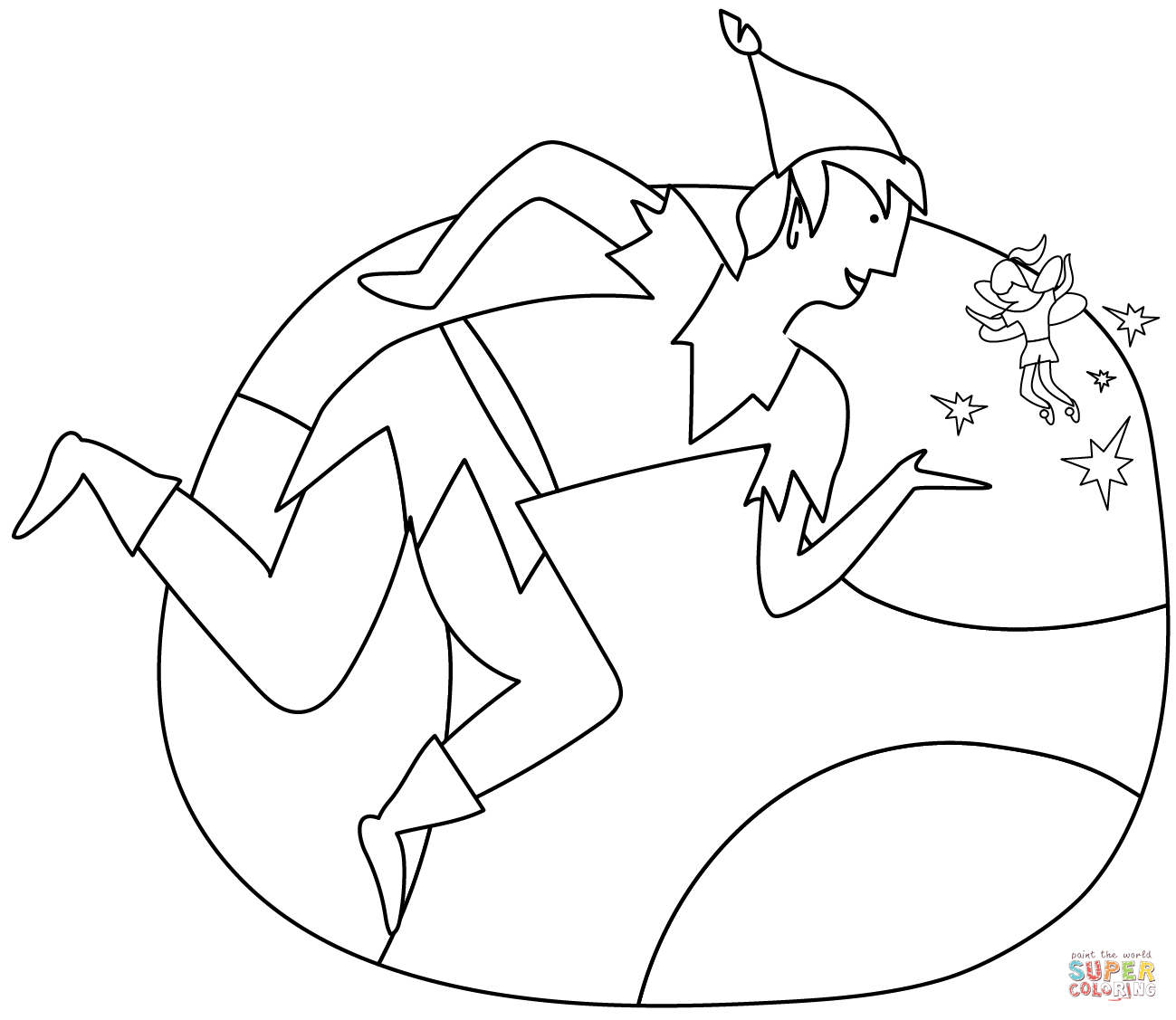 Flying peter pan coloring page free printable coloring pages