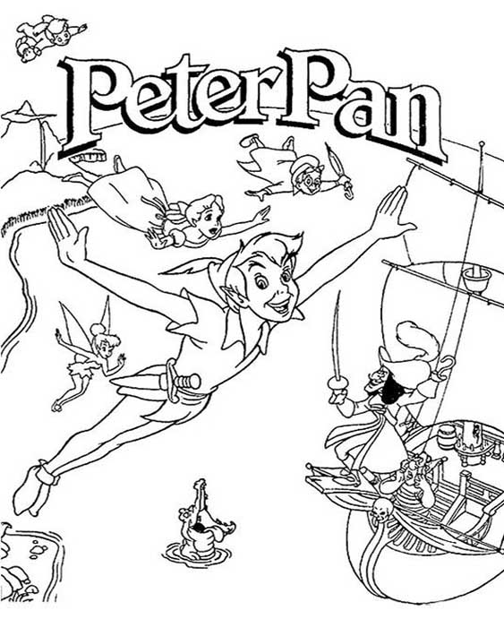 Free easy to print peter pan coloring pages