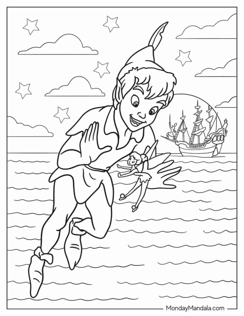 Peter pan coloring pages free pdf printables