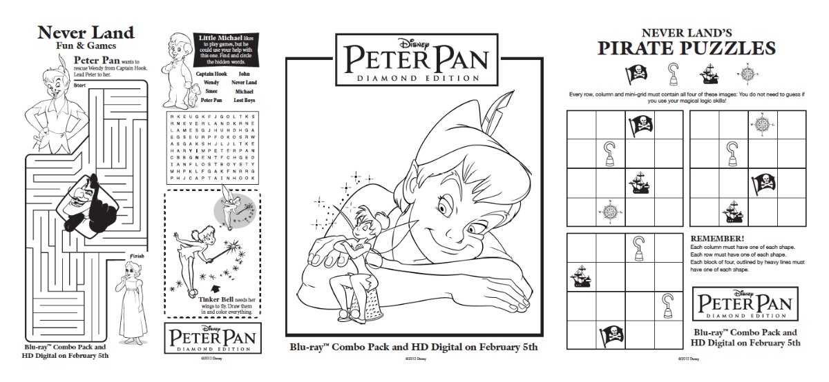 Free peter pan activities printables