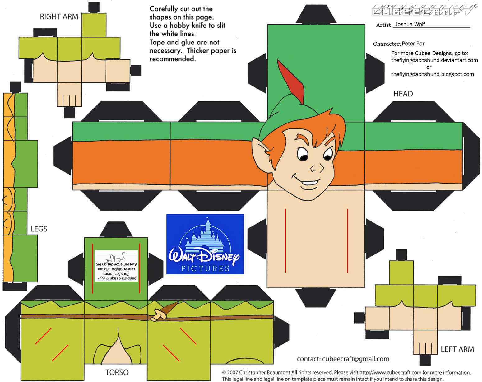 Peter pan paper toy free printable papercraft templates