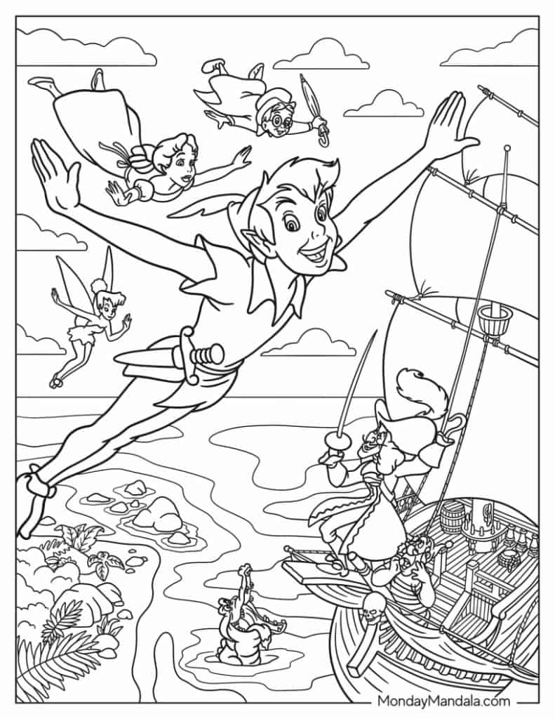 Peter pan coloring pages free pdf printables