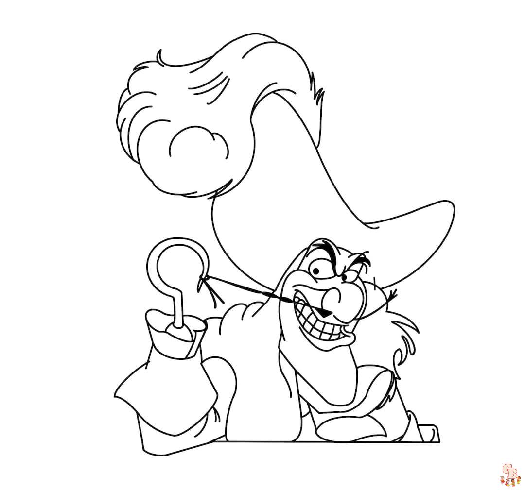 Printable captain hook coloring pages free for kids and adults