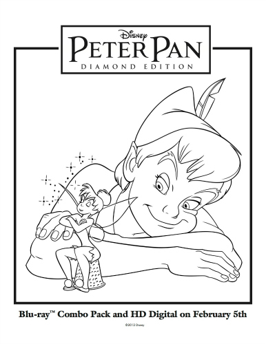 Disney printable peter pan tinkerbell coloring sheet