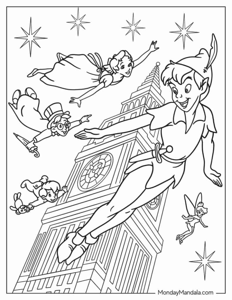 Peter pan coloring pages free pdf printables