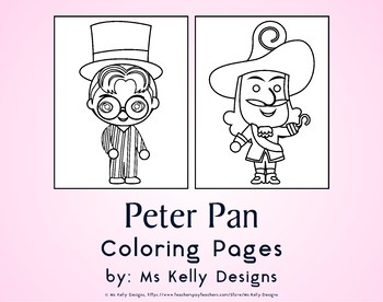 Peter pan coloring pages set by ms kelly designs tpt