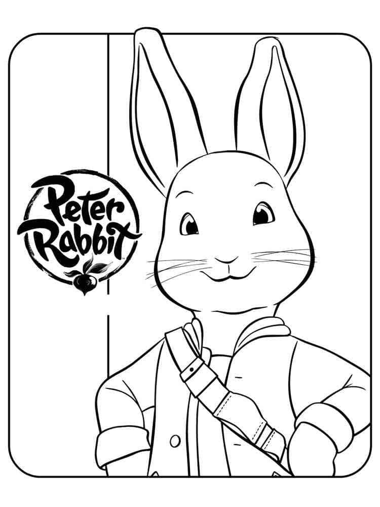 Smiling peter rabbit coloring page