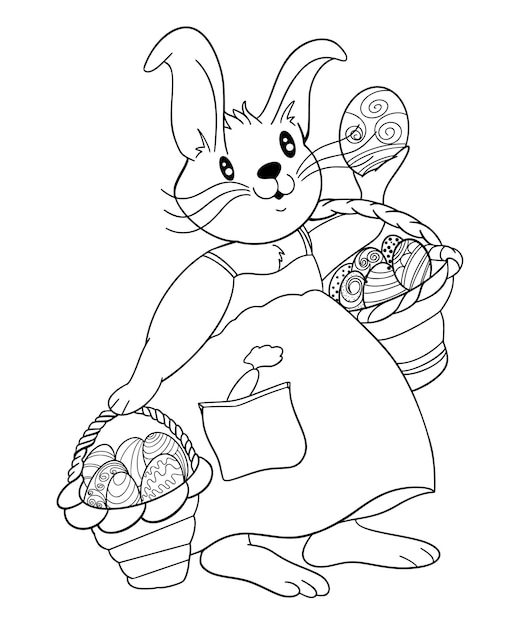 Premium vector easter rabbit coloring page