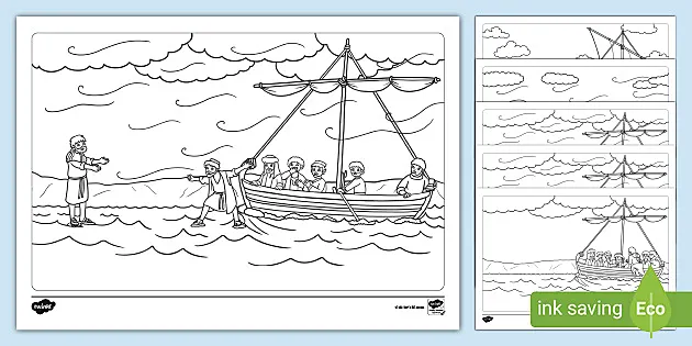 Jesus walks on water colouring pages teacher made