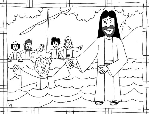 Jesus saves peter coloring page â stushie art