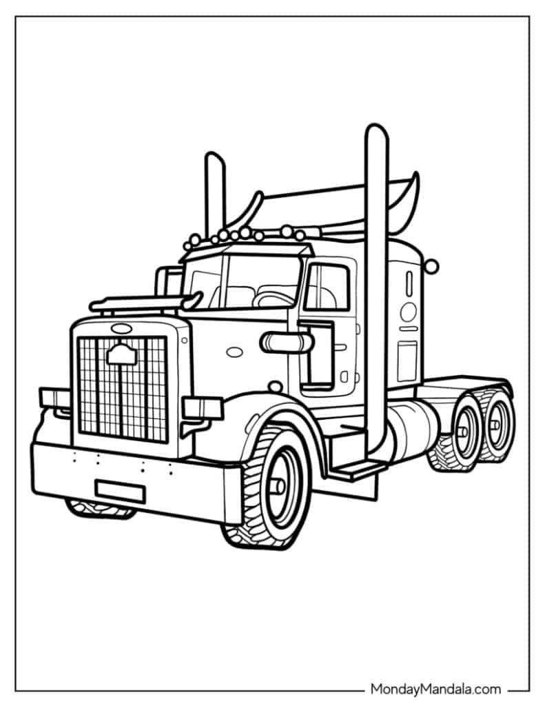 Truck coloring pages free pdf printables