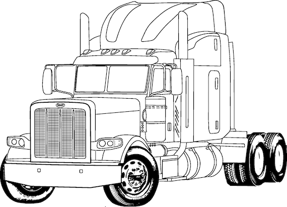 Big rig truck coloring page poster