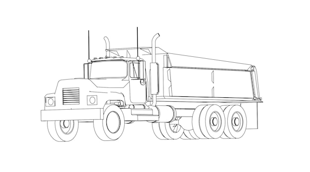 Premium vector a line drawing of a semi truck with the word peterbilt on the side