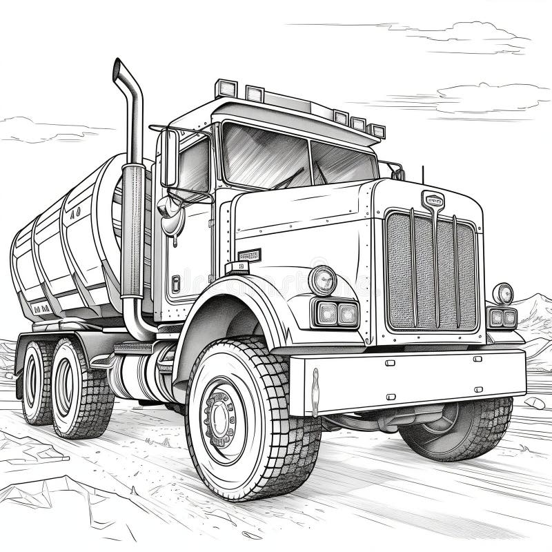 Coloring pages trucks stock illustrations â coloring pages trucks stock illustrations vectors clipart