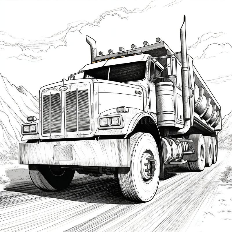 Coloring pages trucks stock illustrations â coloring pages trucks stock illustrations vectors clipart