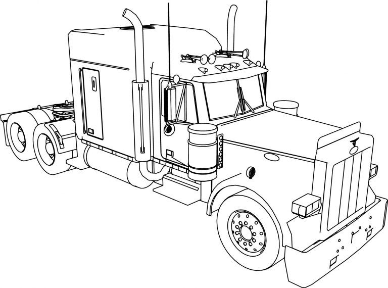 Peterbilt long ailer uck coloring page