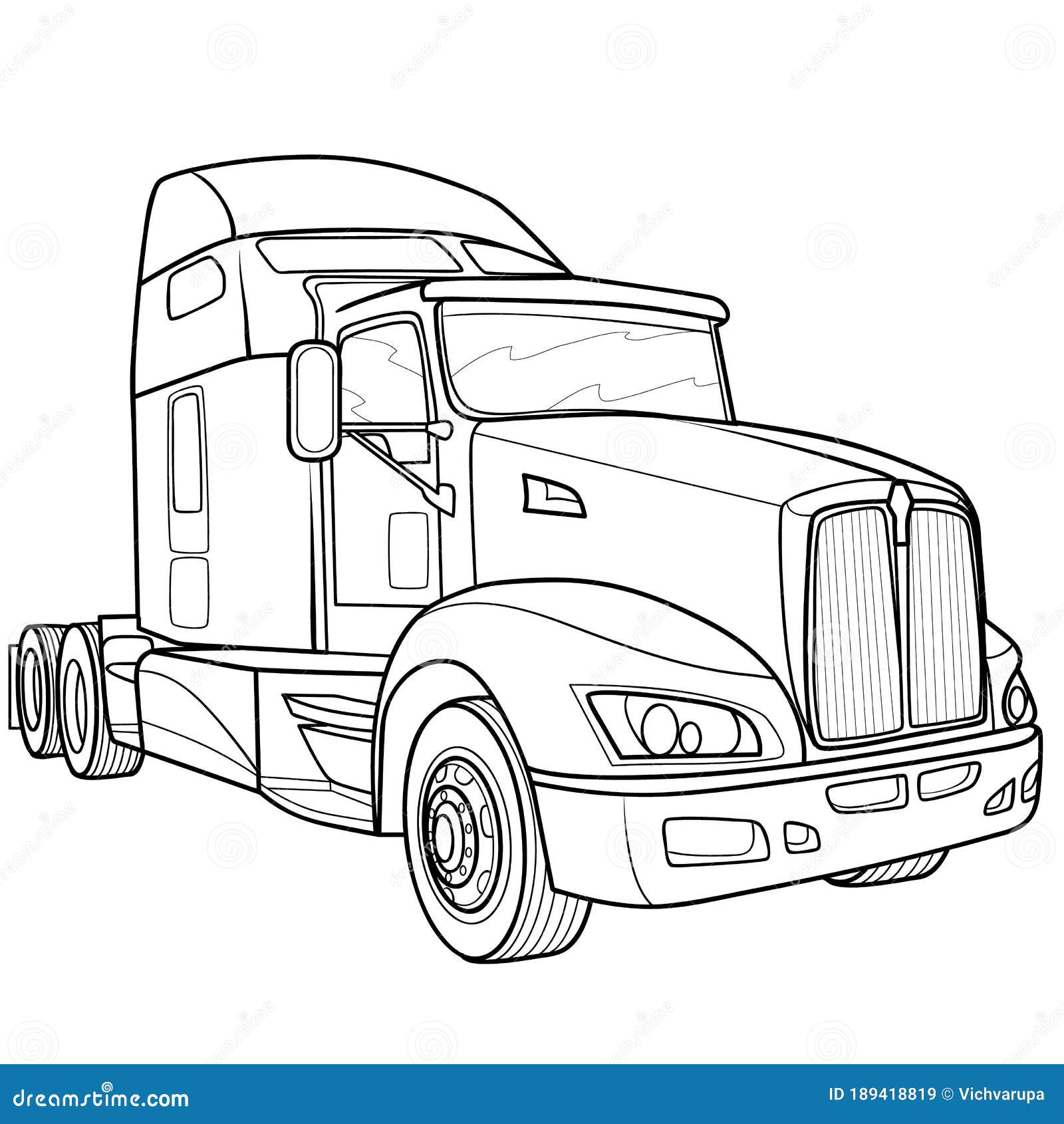 Sketch of a big truck coloring isolated object on a white background vector illustration stock vector