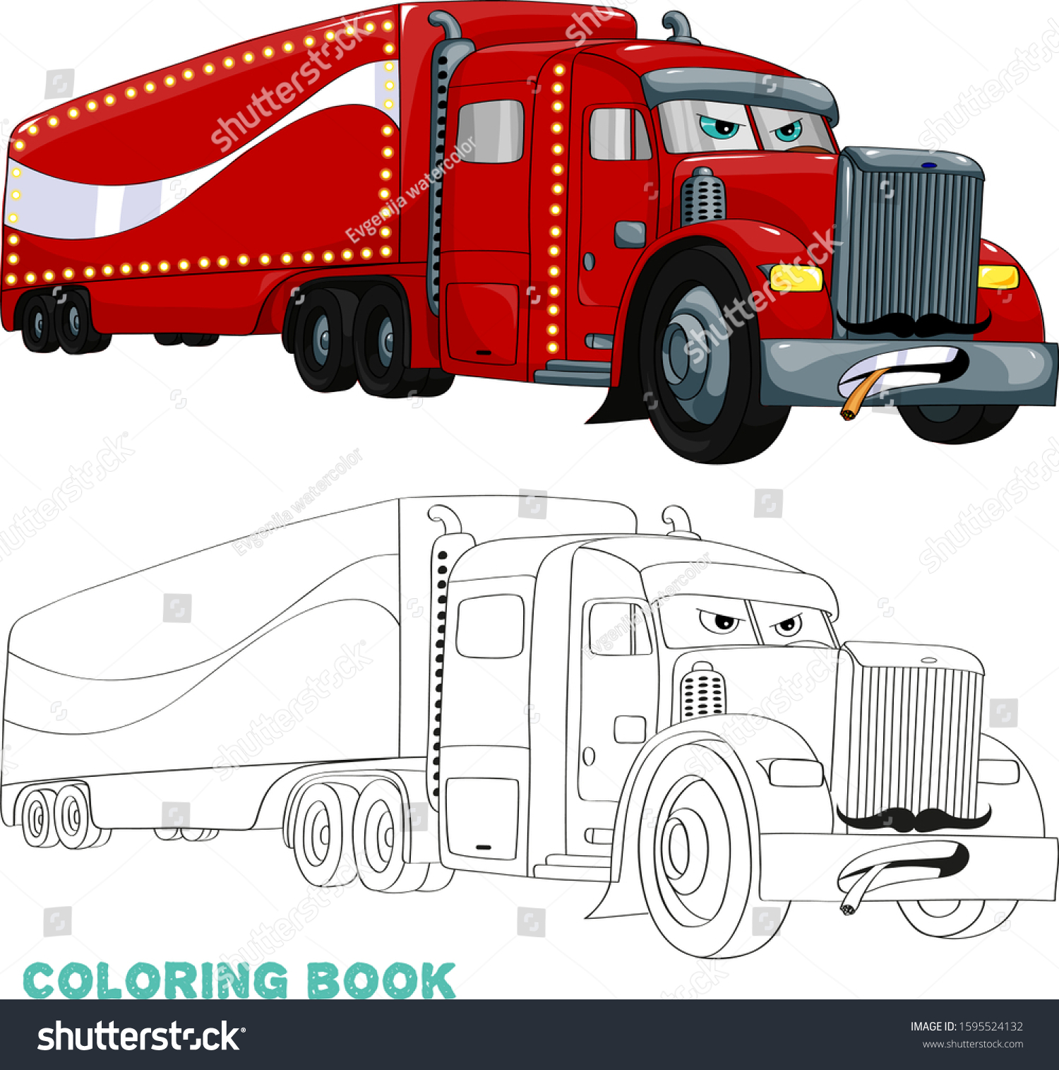 Cartoon car eyes american big truck stock vector royalty free