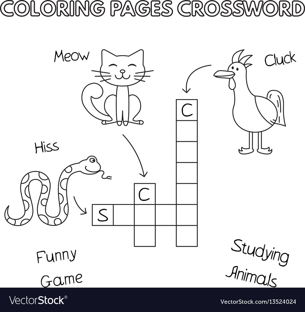 Funny animals coloring book crossword royalty free vector