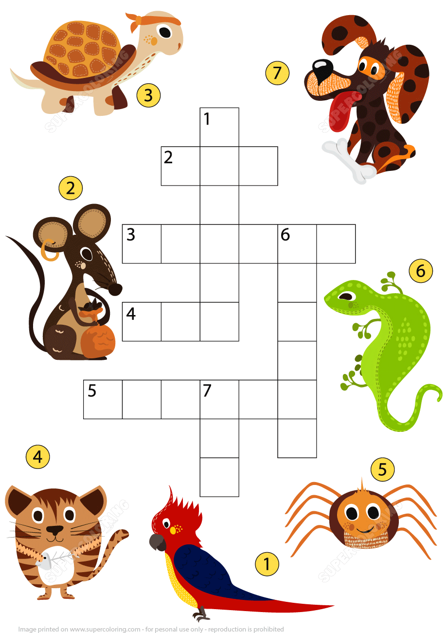 Study pets crossword puzzle free printable puzzle games