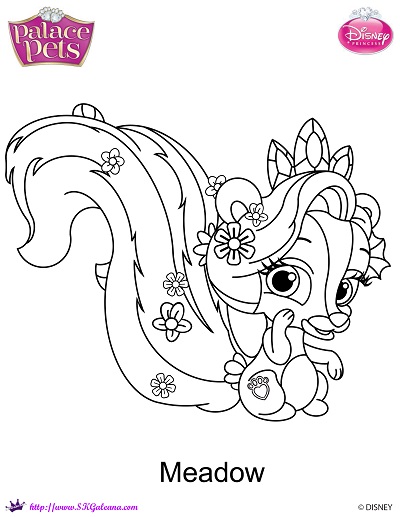 Free princess palace pets meadow coloring page â