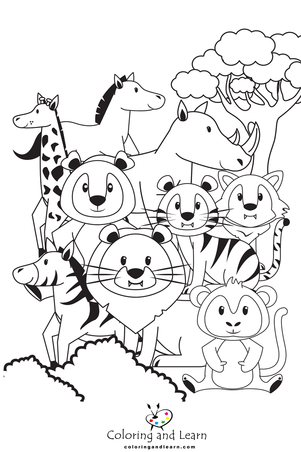 Preeschool animals coloring page